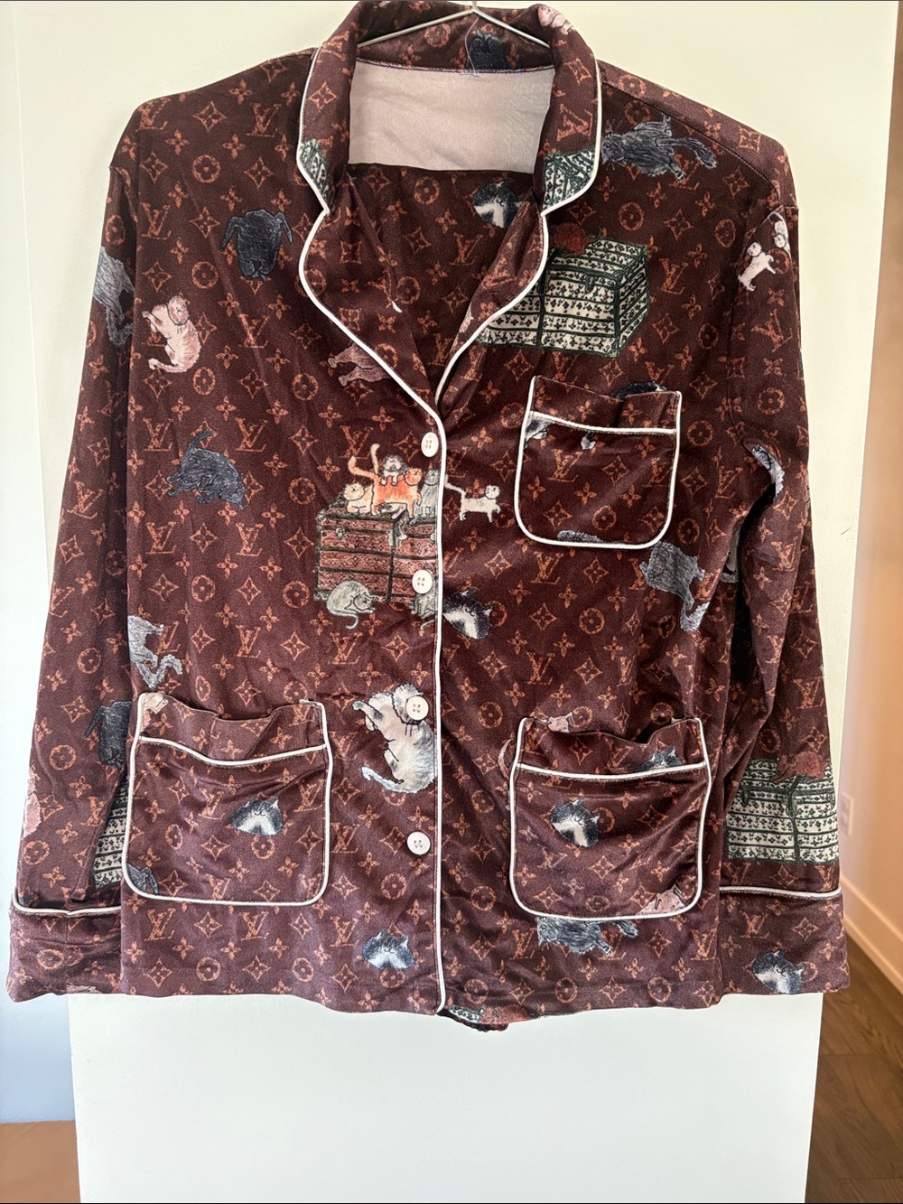 Brown Monogram Animal Print Pajama Set